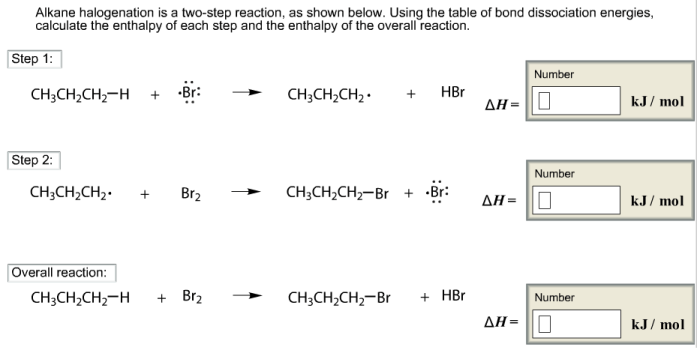 Alkane halogenation is a two step reaction