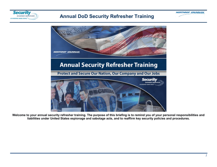 Dod annual security awareness refresher training pre-test answers