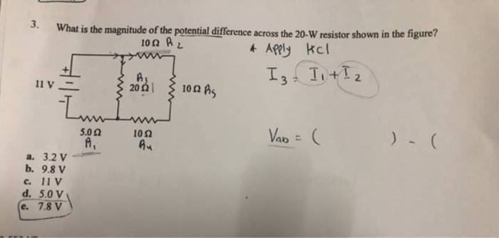 Potential magnitude difference resistor across