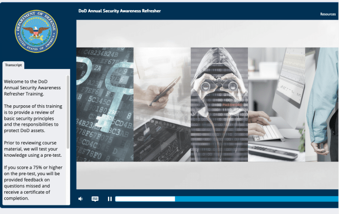Dod annual security awareness refresher training pre-test answers
