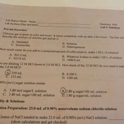 Chemistry and measurement lab 1 report sheet answers